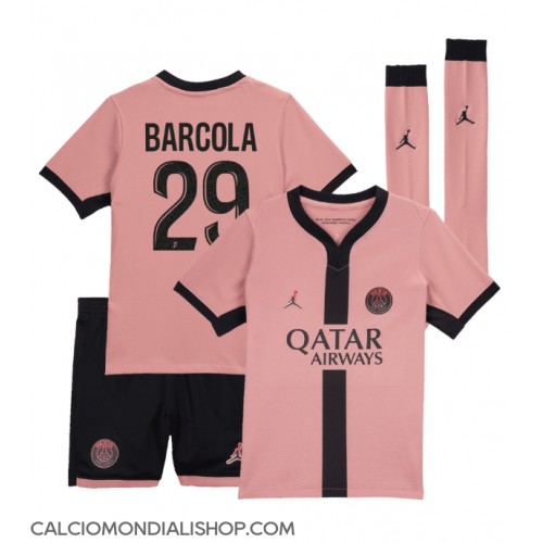 Maglie da calcio Paris Saint-Germain Bradley Barcola #29 Terza Maglia Bambino 2024-25 Manica Corta (+ Pantaloni corti)